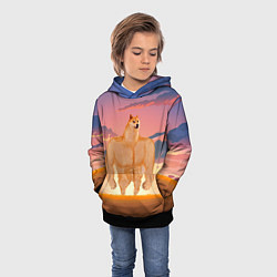 Толстовка-худи детская Мем собака качок DOGE, цвет: 3D-черный — фото 2