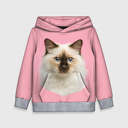 Толстовка-худи детская Пушистый кот, цвет: 3D-меланж