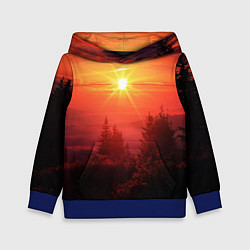 Толстовка-худи детская УТРЕННИЙ РАССВЕТ НАД ОБЛАКАМИ, цвет: 3D-синий