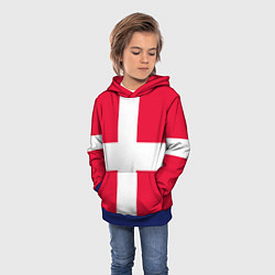 Толстовка-худи детская Дания Флаг Дании, цвет: 3D-синий — фото 2