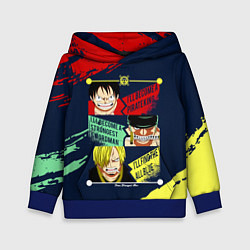 Толстовка-худи детская Луффи, Зоро и Санджи One Piece, цвет: 3D-синий