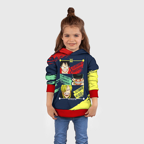 Детская толстовка Луффи, Зоро и Санджи One Piece / 3D-Красный – фото 4