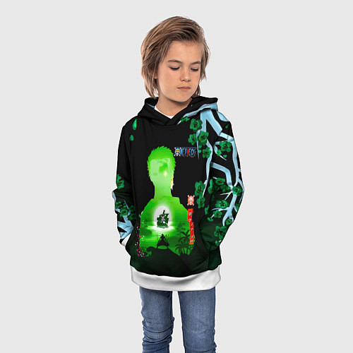 Детская толстовка Зоро One Piece Большой куш / 3D-Белый – фото 3