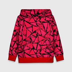 Толстовка-худи детская Красно-черный полигональный, цвет: 3D-красный