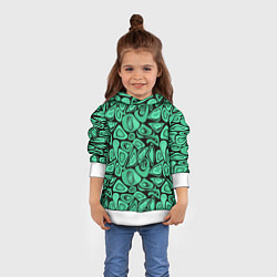 Толстовка-худи детская Зеленый абстрактный узор, цвет: 3D-белый — фото 2