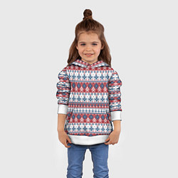 Толстовка-худи детская Этнический красно-синий узор, цвет: 3D-белый — фото 2
