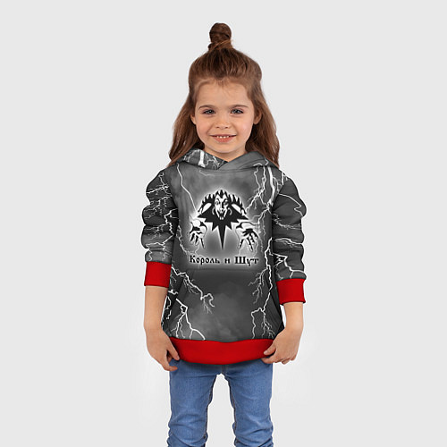 Детская толстовка КОРОЛЬ И ШУТ МОЛНИЯ / 3D-Красный – фото 4