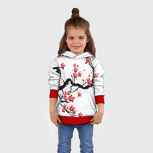 Детская толстовка САКУРА ЦВЕТЁТ И БЛАГАУХАЕТ / 3D-Красный – фото 4
