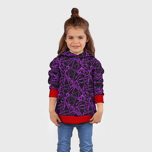Детская толстовка Фиолетово-черный абстрактный узор / 3D-Красный – фото 4