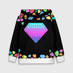 Толстовка-худи детская POP IT DIAMOND, цвет: 3D-белый