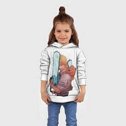 Толстовка-худи детская Дэндзи, Почита и бензопила, цвет: 3D-белый — фото 2