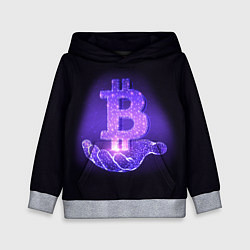 Толстовка-худи детская BITCOIN IN HAND БИТКОИН, цвет: 3D-меланж