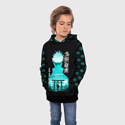 Толстовка-худи детская Годжо Сатору Магическая битва, цвет: 3D-черный — фото 2