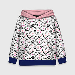 Толстовка-худи детская Следы кошачьих лап, цвет: 3D-синий