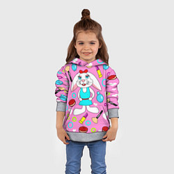 Толстовка-худи детская Кролик и косметика, цвет: 3D-меланж — фото 2