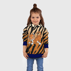Толстовка-худи детская Тигр 2022 НОВЫЙ ГОД, цвет: 3D-синий — фото 2