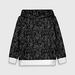 Толстовка-худи детская Растительный орнамент черно-белый, цвет: 3D-белый