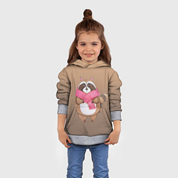 Толстовка-худи детская Акварельный енотик, цвет: 3D-меланж — фото 2