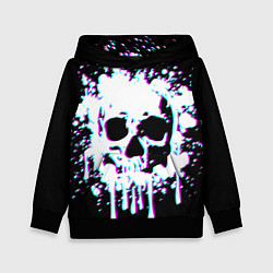 Толстовка-худи детская Мерцающий череп, цвет: 3D-черный