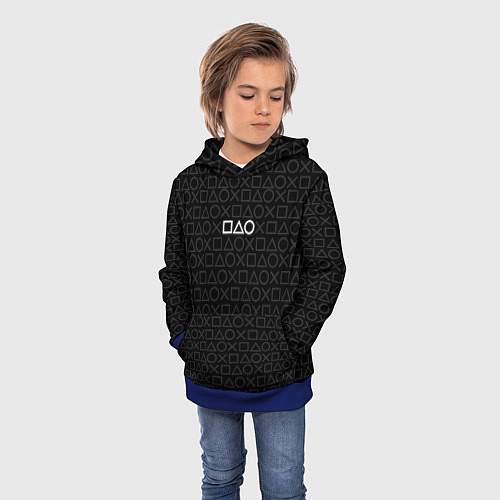 Детская толстовка ПАТТЕРН КРУГ КВАДРАТ ТРЕУГОЛЬНИК PATTERN / 3D-Синий – фото 3