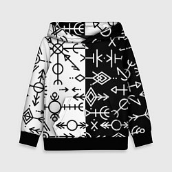 Толстовка-худи детская ДРЕВНИЕ СЛАВЯНСКИЕ РУНЫ, цвет: 3D-черный