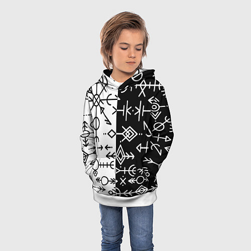 Детская толстовка ДРЕВНИЕ СЛАВЯНСКИЕ РУНЫ / 3D-Белый – фото 3