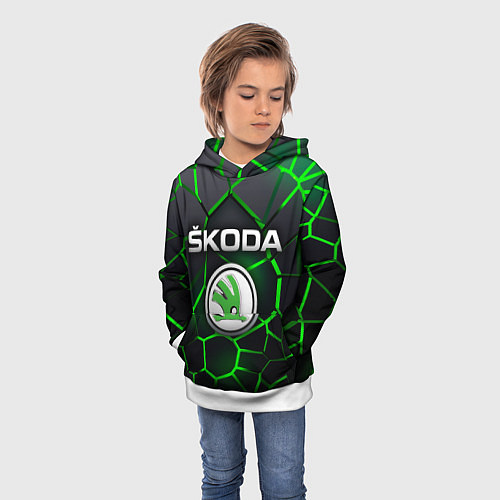 Детская толстовка Skoda 3D плиты с подсветкой / 3D-Белый – фото 3
