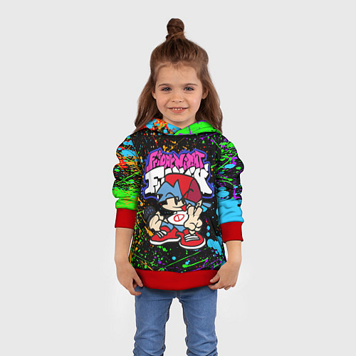 Детская толстовка FRIDAY NIGHT FUNKIN БРЫЗГИ КРАСОК, ГЕРОЙ / 3D-Красный – фото 4