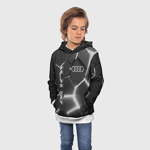 Детская толстовка AUDI GREY 3D ПЛИТЫ / 3D-Белый – фото 3