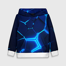 Толстовка-худи детская 3D ПЛИТЫ NEON STEEL НЕОНОВЫЕ ПЛИТЫ, цвет: 3D-белый