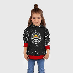 Толстовка-худи детская ONE PIECE ВАН ПИС ЧЕРЕП БРЫЗГИ КРАСОК, цвет: 3D-красный — фото 2