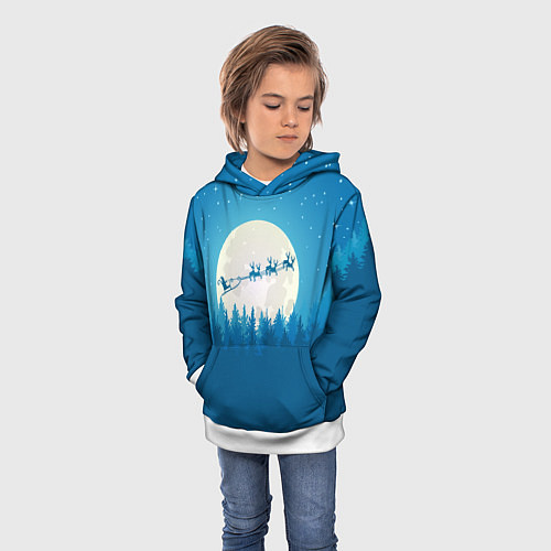 Детская толстовка Санта с Оленями / 3D-Белый – фото 3