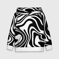 Толстовка-худи детская Черно-белые полосы Black and white stripes, цвет: 3D-белый