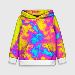 Толстовка-худи детская Яркая абстракция космических красок, цвет: 3D-белый