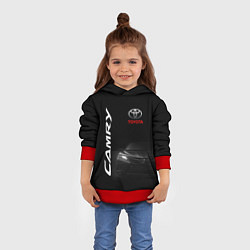 Толстовка-худи детская Черная Тойота Камри, цвет: 3D-красный — фото 2
