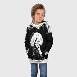 Толстовка-худи детская Крик Хэллоуин Хоррор Scream Halloween, цвет: 3D-белый — фото 2