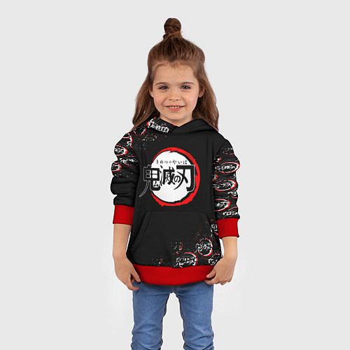 Детская толстовка КЛИНОК РАССЕКАЮЩИЙ ДЕМОНОВ БРЫЗГИ КРАСОК / 3D-Красный – фото 4