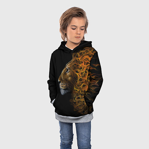 Детская толстовка ПЛАМЕННЫЙ ЛЕВ / 3D-Меланж – фото 3