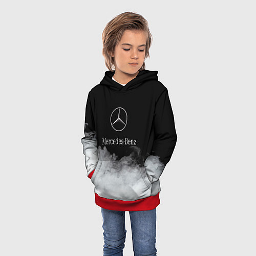 Детская толстовка Mercedes-Benz Облака / 3D-Красный – фото 3