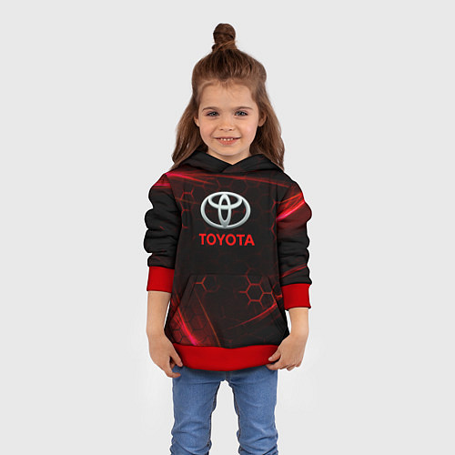 Детская толстовка Toyota Неоновые соты / 3D-Красный – фото 4