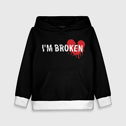 Толстовка-худи детская Im broken с разбитым сердцем, цвет: 3D-белый