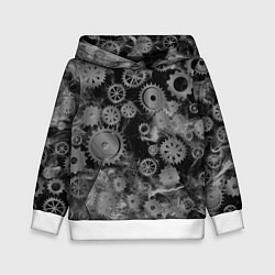 Толстовка-худи детская Механизм и дым, стимпанк, цвет: 3D-белый