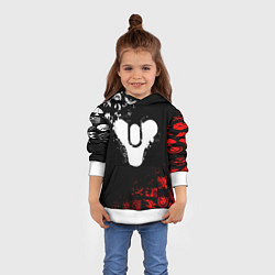Толстовка-худи детская DESTINY 2 RED & WHITE PATTERN LOGO, цвет: 3D-белый — фото 2