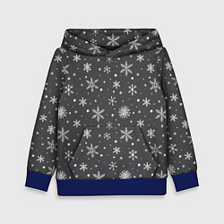 Детская толстовка Белые снежинки на сером фоне