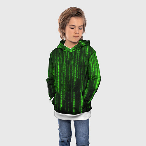 Детская толстовка Матрица двоичный код / 3D-Белый – фото 3