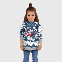 Толстовка-худи детская Коламбус Блю Джекетс, Columbus Blue Jackets, цвет: 3D-меланж — фото 2