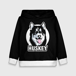Толстовка-худи детская Собака Хаски Husky, цвет: 3D-белый