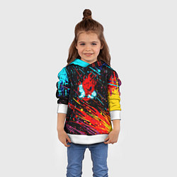 Толстовка-худи детская Cyberpunk 2077 Цветные брызги, цвет: 3D-белый — фото 2