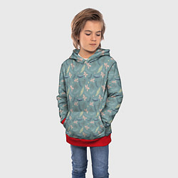 Толстовка-худи детская Цветочный принт Декоративный винтажный узор с цвет, цвет: 3D-красный — фото 2