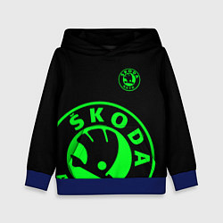 Толстовка-худи детская SKODA GREEN LOGO BLACK STYLE, цвет: 3D-синий